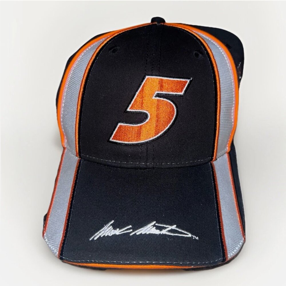 VTG Mark Martin # 5 Go Daddy NASCAR Adjustable Strapback Black Cap NWOT Y2K 90s